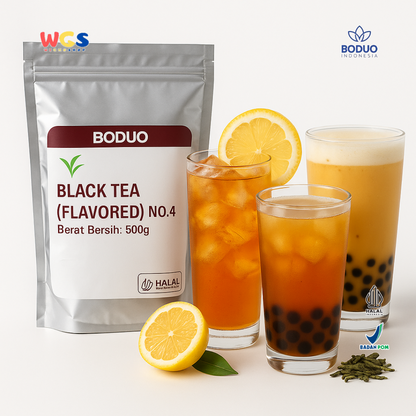 BODUO Black Tea Flavored No.4 500g – Bubuk Teh Hitam Praktis untuk Minuman Kekinian & Usaha
