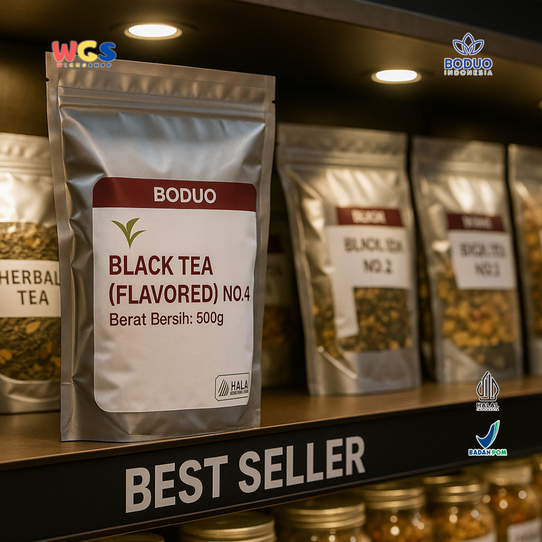 BODUO Black Tea Flavored No.4 500g – Bubuk Teh Hitam Praktis untuk Minuman Kekinian & Usaha
