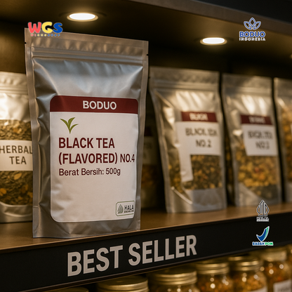 BODUO Black Tea Flavored No.4 500g – Bubuk Teh Hitam Praktis untuk Minuman Kekinian & Usaha