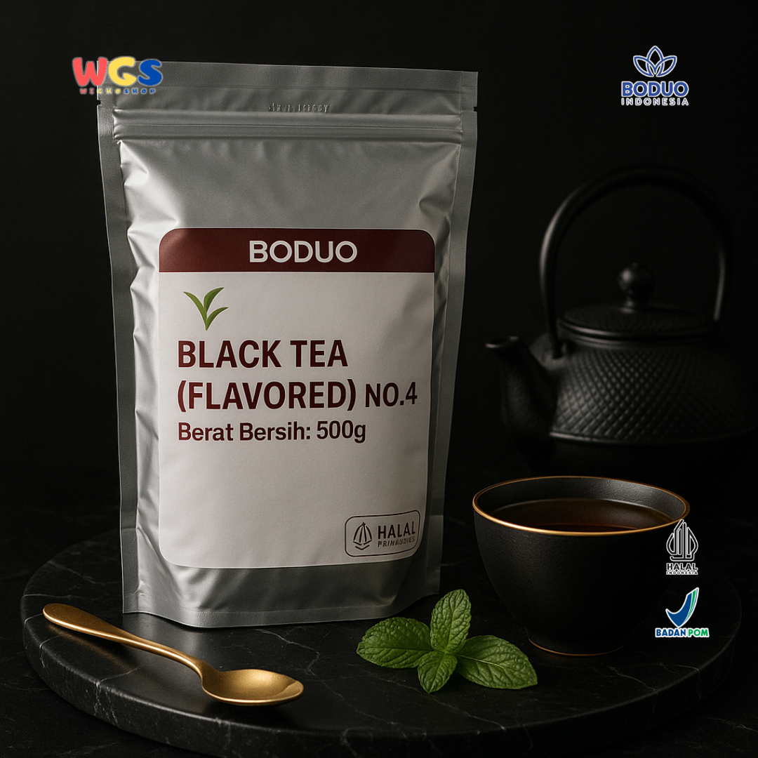 BODUO Black Tea Flavored No.4 500g – Bubuk Teh Hitam Praktis untuk Minuman Kekinian & Usaha
