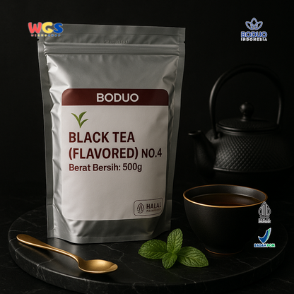 BODUO Black Tea Flavored No.4 500g – Bubuk Teh Hitam Praktis untuk Minuman Kekinian & Usaha