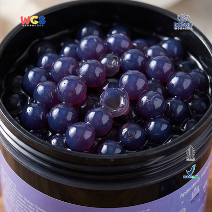 BODUO Blueberry Flavored Popping Boba 1.2kg – Topping Minuman & Dessert Rasa Blueberry