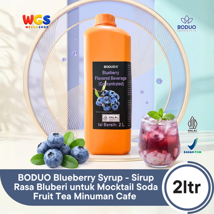 BODUO Blueberry Syrup 2 Liter - Sirup Rasa Bluberi untuk Mocktail Soda Fruit Tea Minuman Cafe