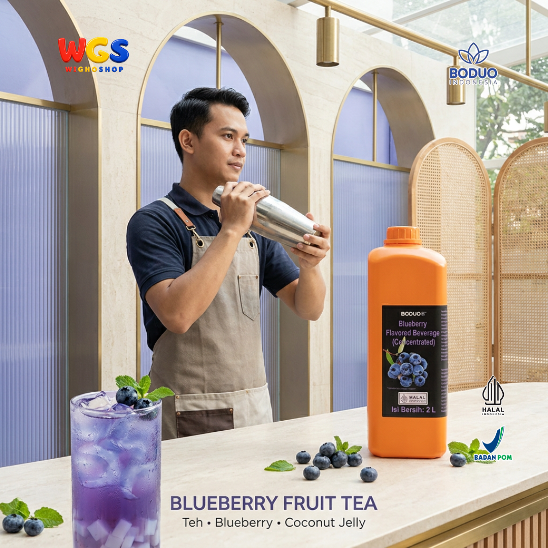 BODUO Blueberry Syrup 2 Liter - Sirup Rasa Bluberi untuk Mocktail Soda Fruit Tea Minuman Cafe