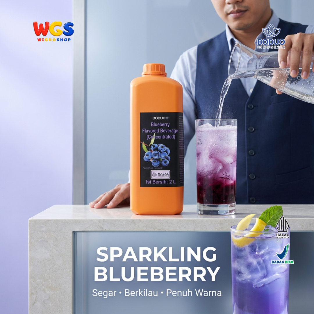 BODUO Blueberry Syrup 2 Liter - Sirup Rasa Bluberi untuk Mocktail Soda Fruit Tea Minuman Cafe