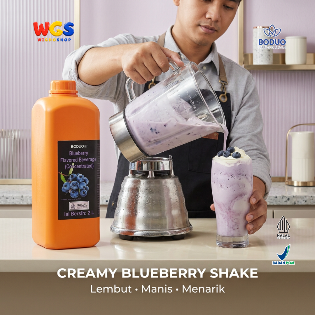 BODUO Blueberry Syrup 2 Liter - Sirup Rasa Bluberi untuk Mocktail Soda Fruit Tea Minuman Cafe