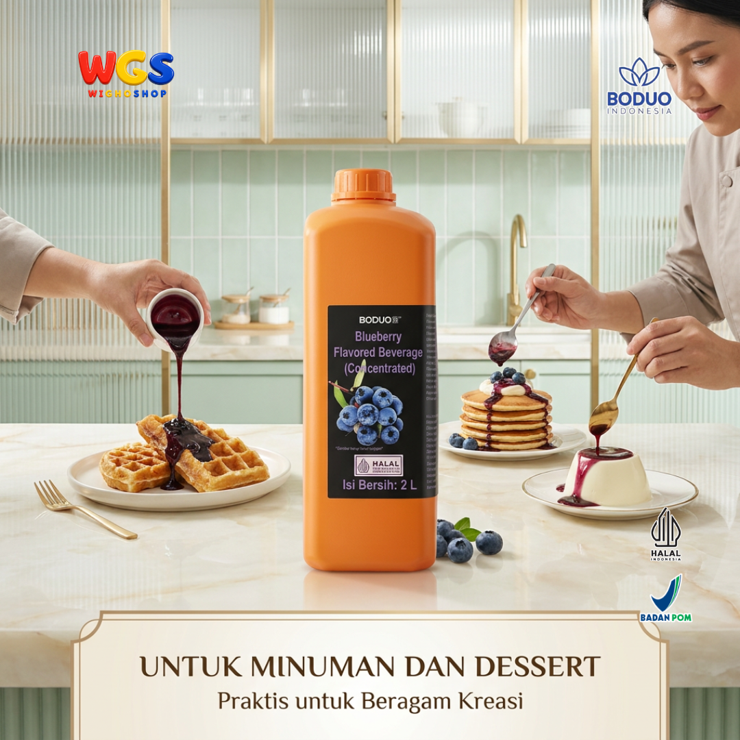 BODUO Blueberry Syrup 2 Liter - Sirup Rasa Bluberi untuk Mocktail Soda Fruit Tea Minuman Cafe