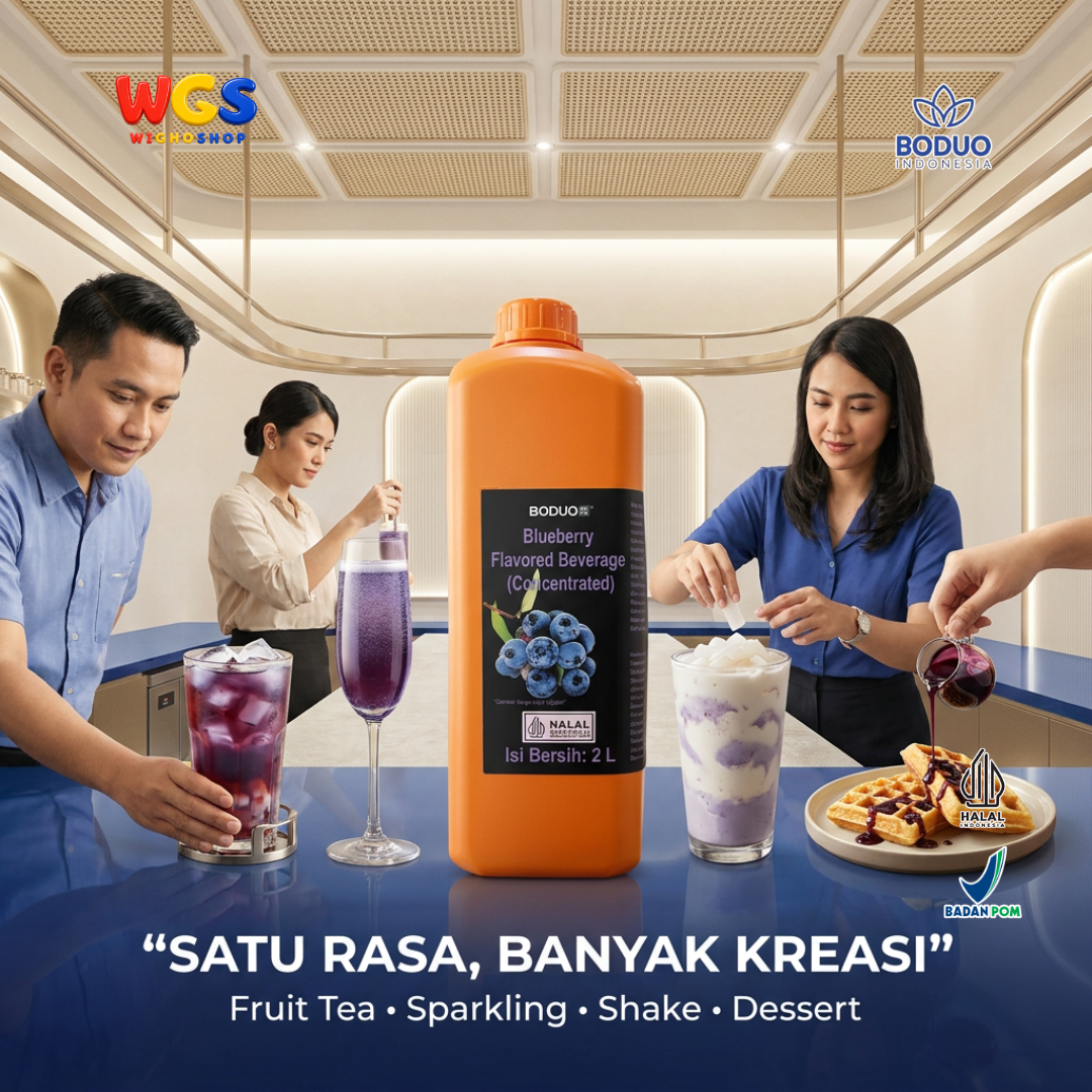 BODUO Blueberry Syrup 2 Liter - Sirup Rasa Bluberi untuk Mocktail Soda Fruit Tea Minuman Cafe