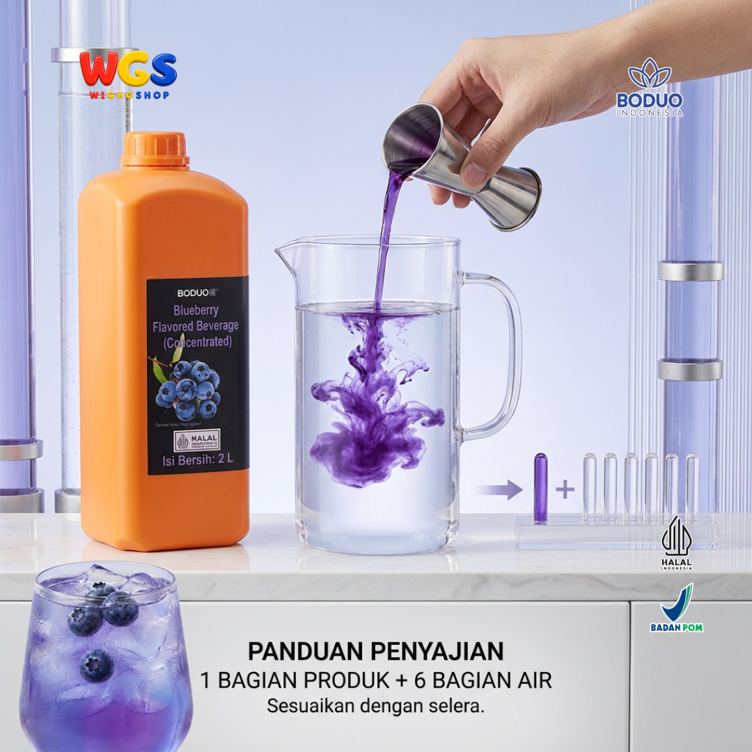 BODUO Blueberry Syrup 2 Liter - Sirup Rasa Bluberi untuk Mocktail Soda Fruit Tea Minuman Cafe