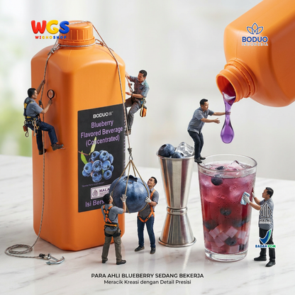 BODUO Blueberry Syrup 2 Liter - Sirup Rasa Bluberi untuk Mocktail Soda Fruit Tea Minuman Cafe