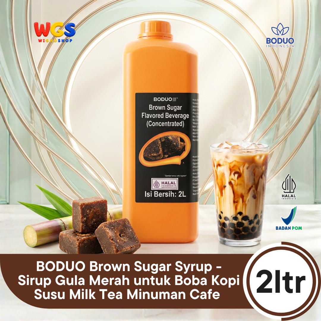 BODUO Brown Sugar Syrup 2 Liter - Sirup Gula Merah untuk Boba Kopi Susu Milk Tea Minuman Cafe