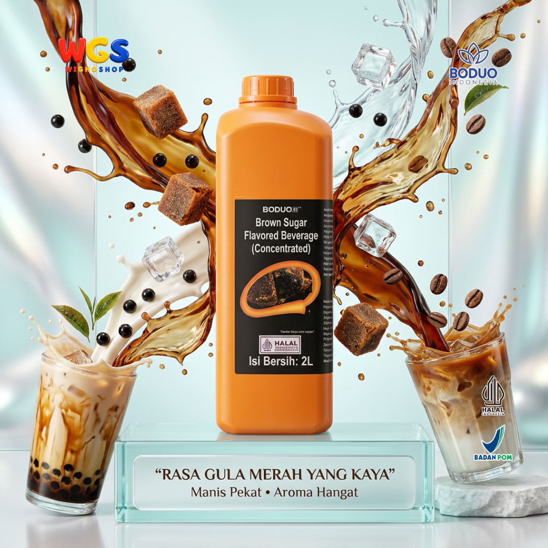 BODUO Brown Sugar Syrup 2 Liter - Sirup Gula Merah untuk Boba Kopi Susu Milk Tea Minuman Cafe
