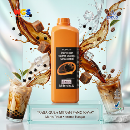 BODUO Brown Sugar Syrup 2 Liter - Sirup Gula Merah untuk Boba Kopi Susu Milk Tea Minuman Cafe