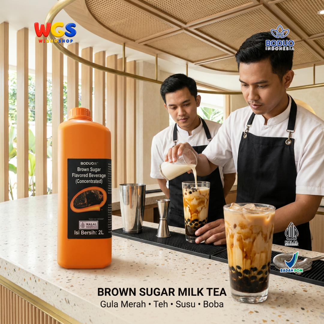 BODUO Brown Sugar Syrup 2 Liter - Sirup Gula Merah untuk Boba Kopi Susu Milk Tea Minuman Cafe