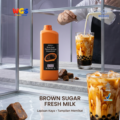 BODUO Brown Sugar Syrup 2 Liter - Sirup Gula Merah untuk Boba Kopi Susu Milk Tea Minuman Cafe