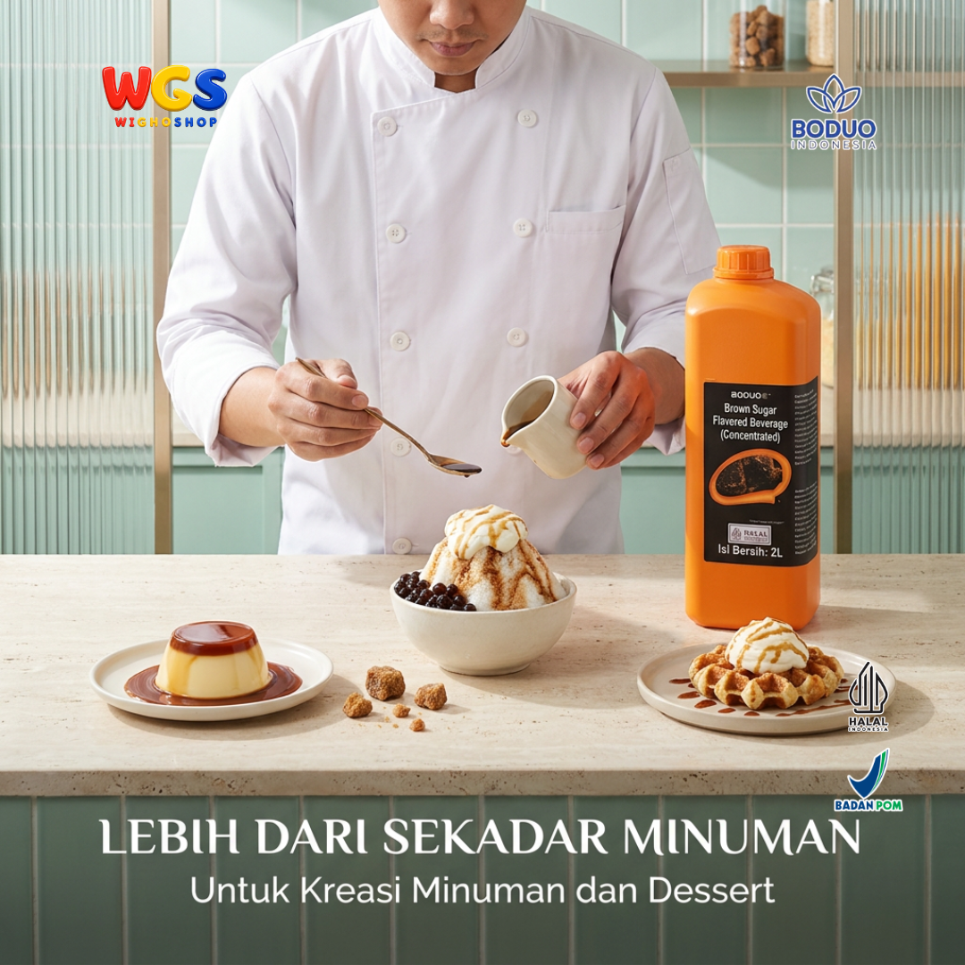BODUO Brown Sugar Syrup 2 Liter - Sirup Gula Merah untuk Boba Kopi Susu Milk Tea Minuman Cafe