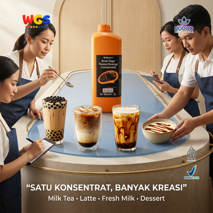BODUO Brown Sugar Syrup 2 Liter - Sirup Gula Merah untuk Boba Kopi Susu Milk Tea Minuman Cafe