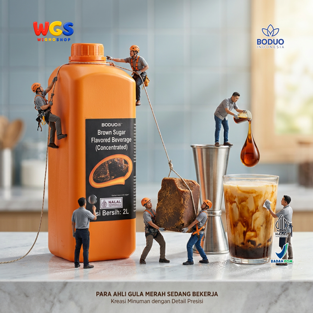 BODUO Brown Sugar Syrup 2 Liter - Sirup Gula Merah untuk Boba Kopi Susu Milk Tea Minuman Cafe