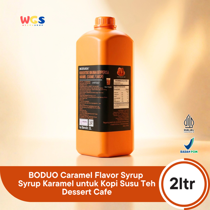BODUO Caramel Flavored Syrup 2L - Halal &amp; BPOM Certified for Trendy Drinks and Desserts