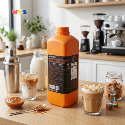 BODUO Caramel Flavored Syrup 2L - Halal &amp; BPOM Certified for Trendy Drinks and Desserts