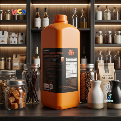 BODUO Caramel Flavored Syrup 2L - Halal &amp; BPOM Certified for Trendy Drinks and Desserts