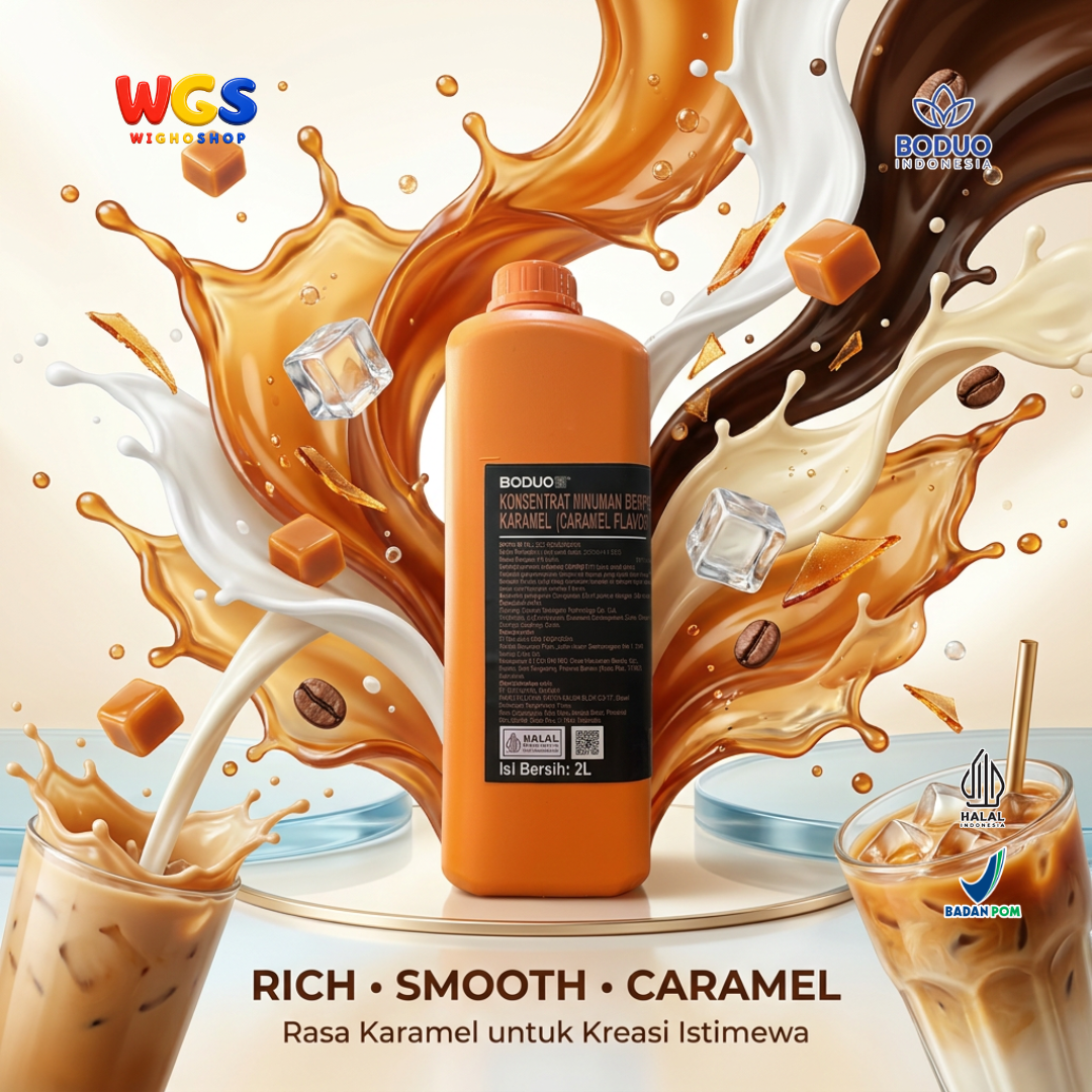 BODUO Caramel Syrup 2 Liter - Sirup Karamel untuk Kopi Susu Latte Milk Tea Frappe Minuman Cafe