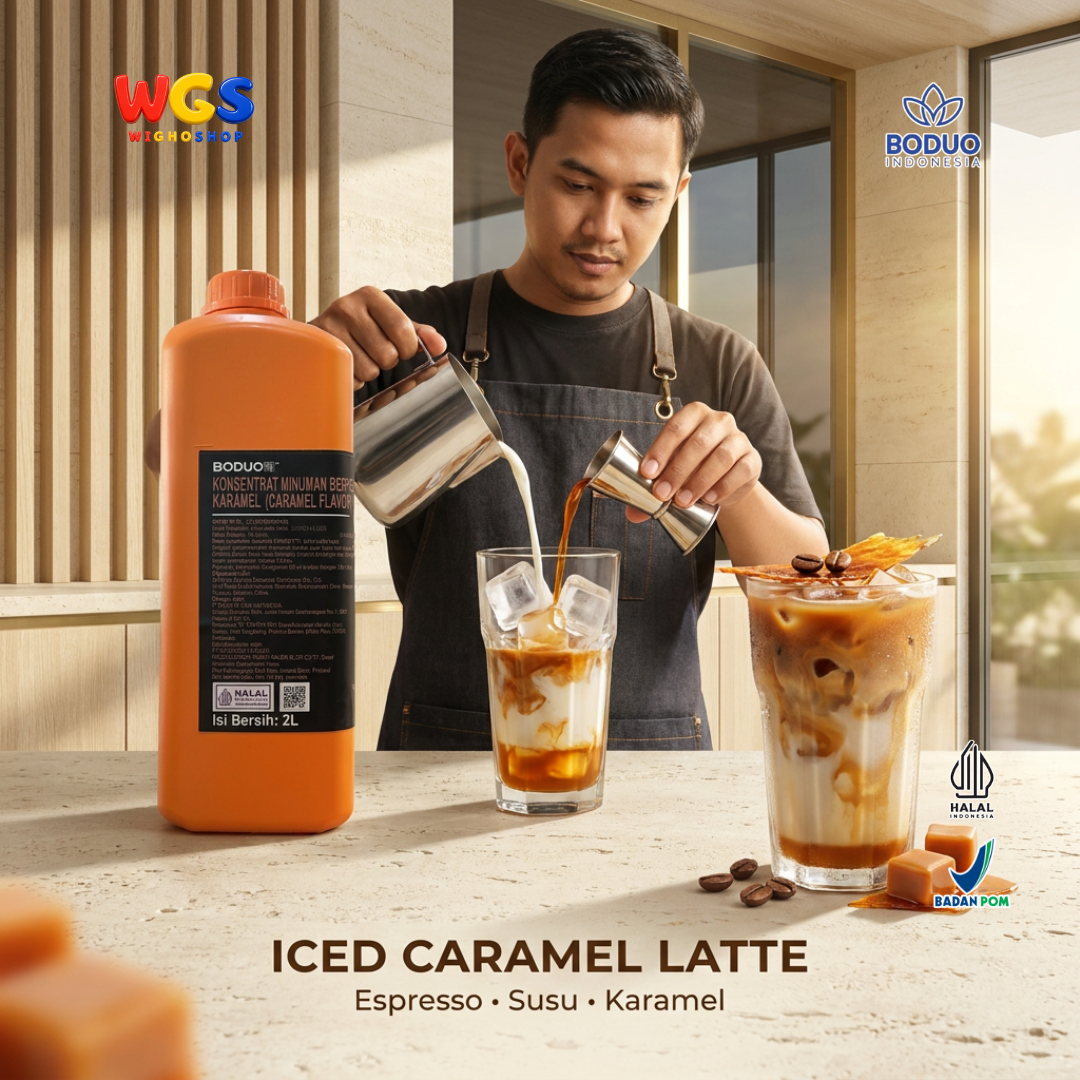 BODUO Caramel Syrup 2 Liter - Sirup Karamel untuk Kopi Susu Latte Milk Tea Frappe Minuman Cafe