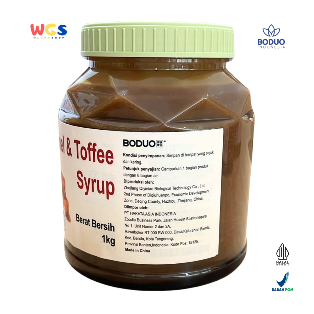 BODUO Caramel &amp; Toffee Syrup 1kg – Premium Caramel &amp; Toffee Flavored Syrup for Drinks and Desserts