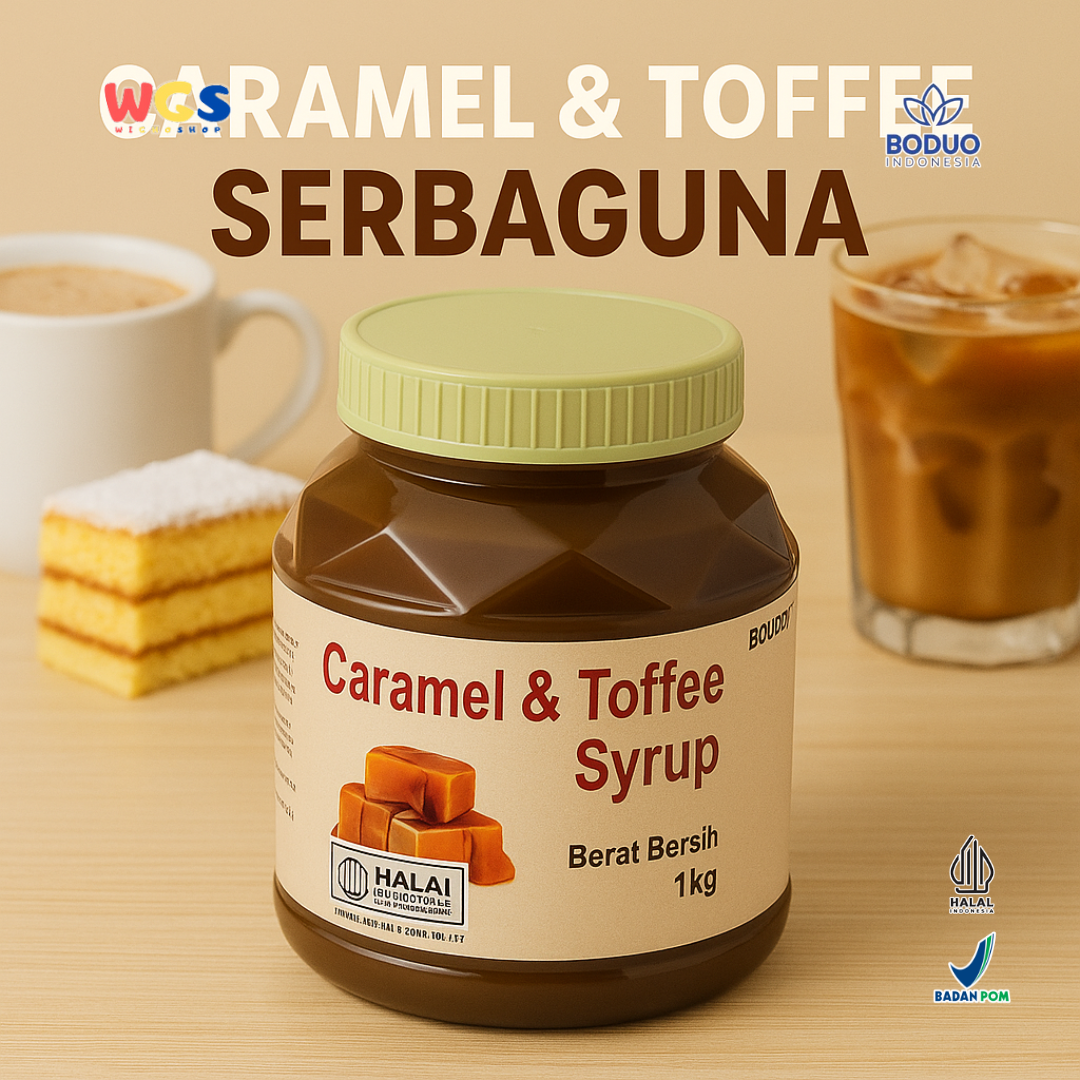 BODUO Caramel &amp; Toffee Syrup 1kg – Premium Caramel &amp; Toffee Flavored Syrup for Drinks and Desserts