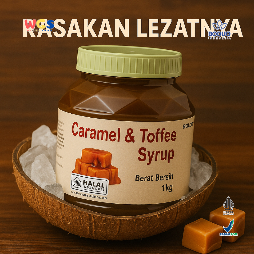 BODUO Caramel &amp; Toffee Syrup 1kg – Premium Caramel &amp; Toffee Flavored Syrup for Drinks and Desserts