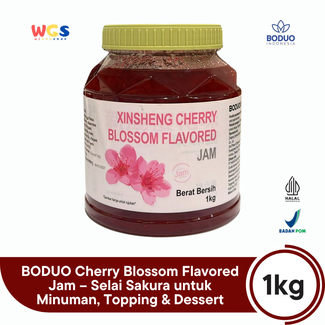 BODUO Cherry Blossom Flavored Jam 1kg – Selai Sakura untuk Minuman, Topping & Dessert
