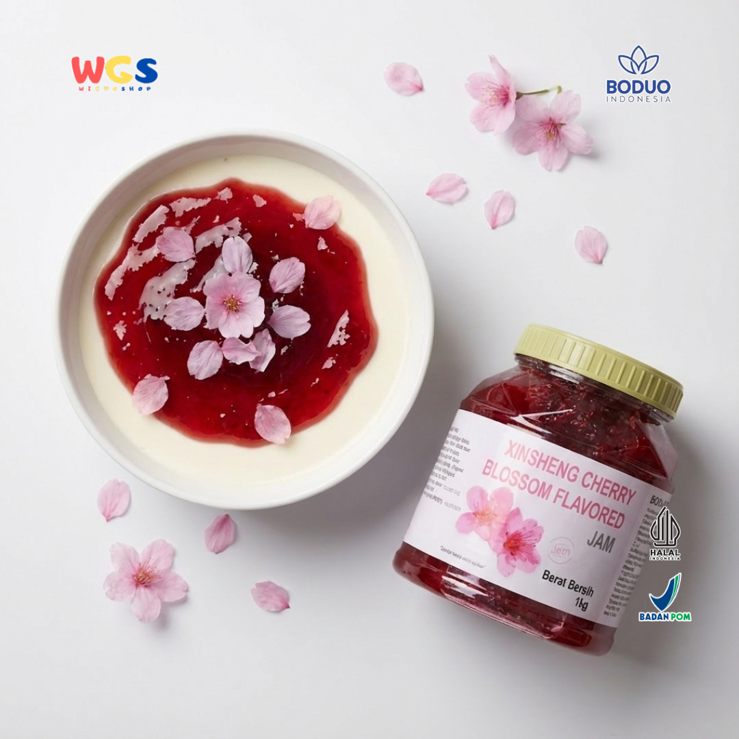 BODUO Cherry Blossom Flavored Jam 1kg – Selai Sakura untuk Minuman, Topping & Dessert