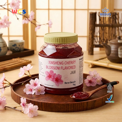 BODUO Cherry Blossom Flavored Jam 1kg – Selai Sakura untuk Minuman, Topping & Dessert