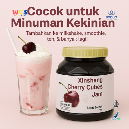 BODUO Cherry Cubes Jam 1kg – Premium Cherry Jam for Trendy Drinks and Toppings