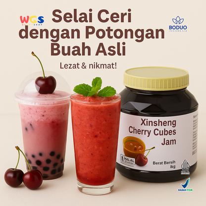 BODUO Cherry Cubes Jam 1kg – Premium Cherry Jam for Trendy Drinks and Toppings