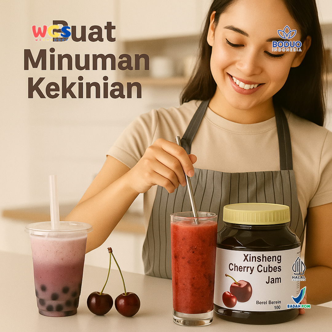 BODUO Cherry Cubes Jam 1kg – Premium Cherry Jam for Trendy Drinks and Toppings