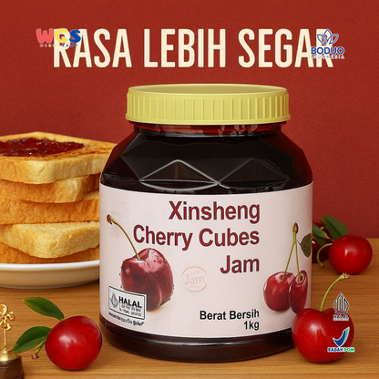 BODUO Cherry Cubes Jam 1kg – Premium Cherry Jam for Trendy Drinks and Toppings