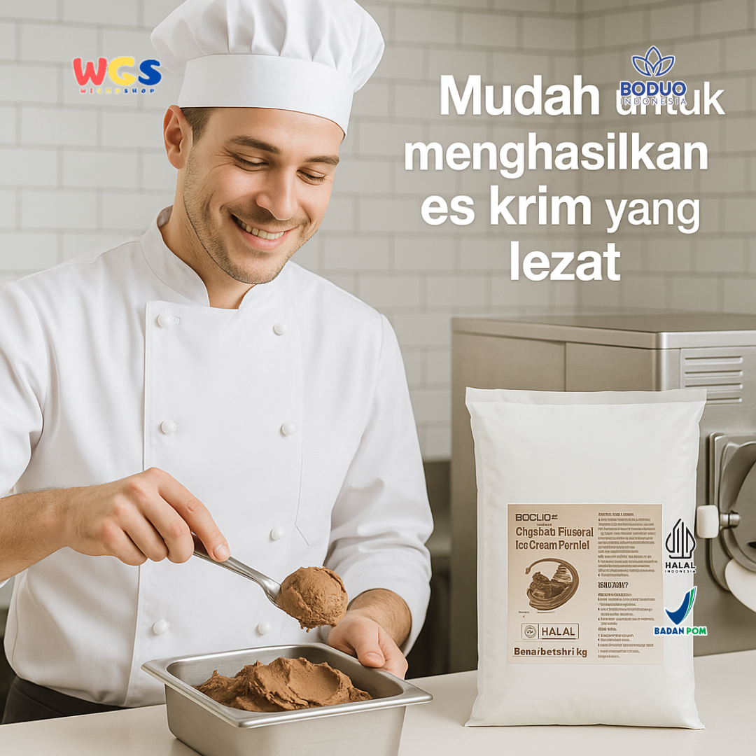 BODUO Chocolate Flavored Ice Cream Powder 1kg | Bubuk Es Krim Cokelat Halal