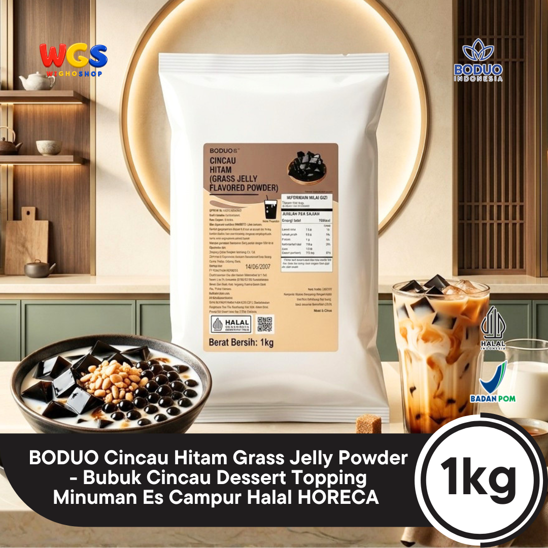BODUO Grass Jelly Flavored Powder 1kg – Instant Grass Jelly Powder for Drinks &amp; Desserts