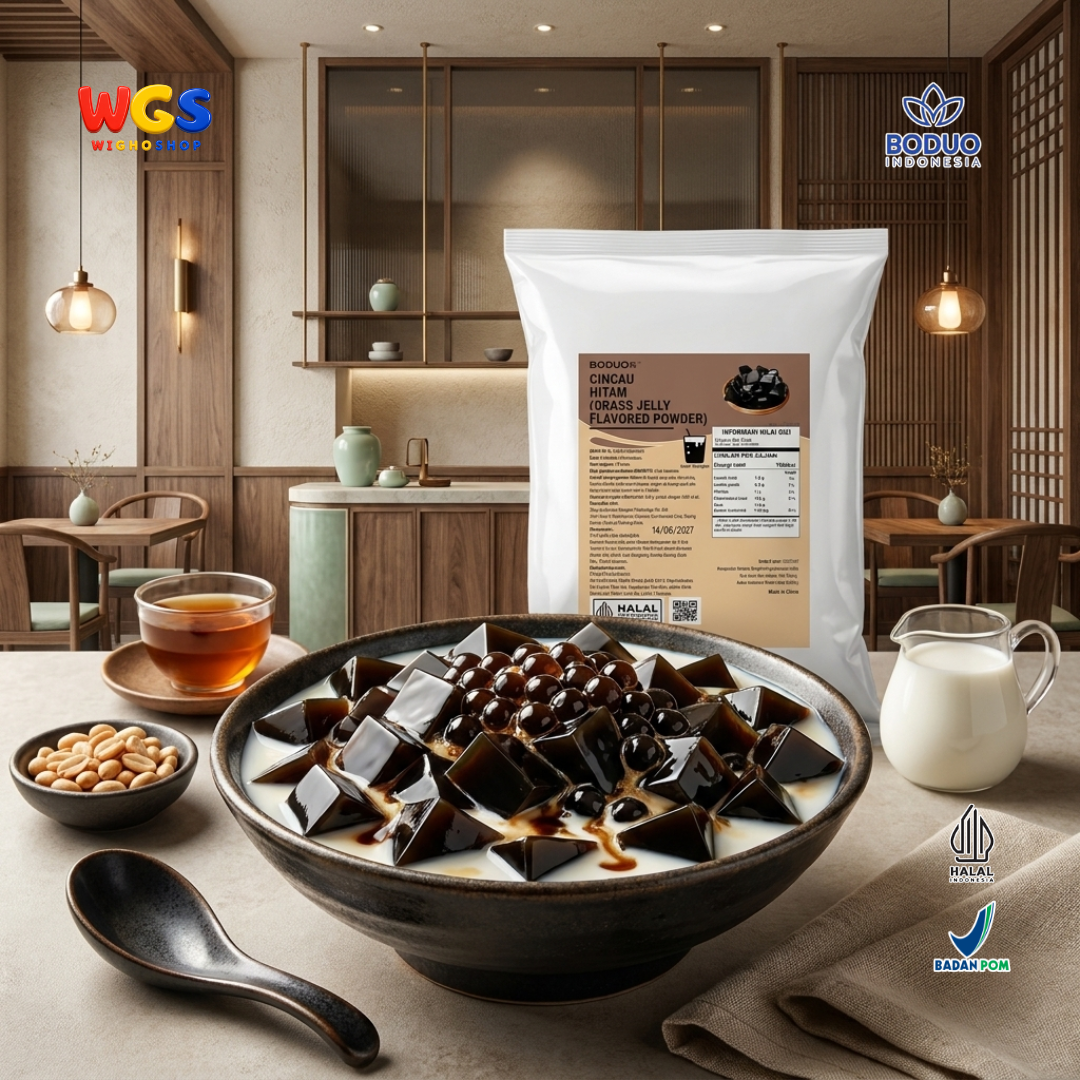 BODUO Grass Jelly Flavored Powder 1kg – Instant Grass Jelly Powder for Drinks &amp; Desserts