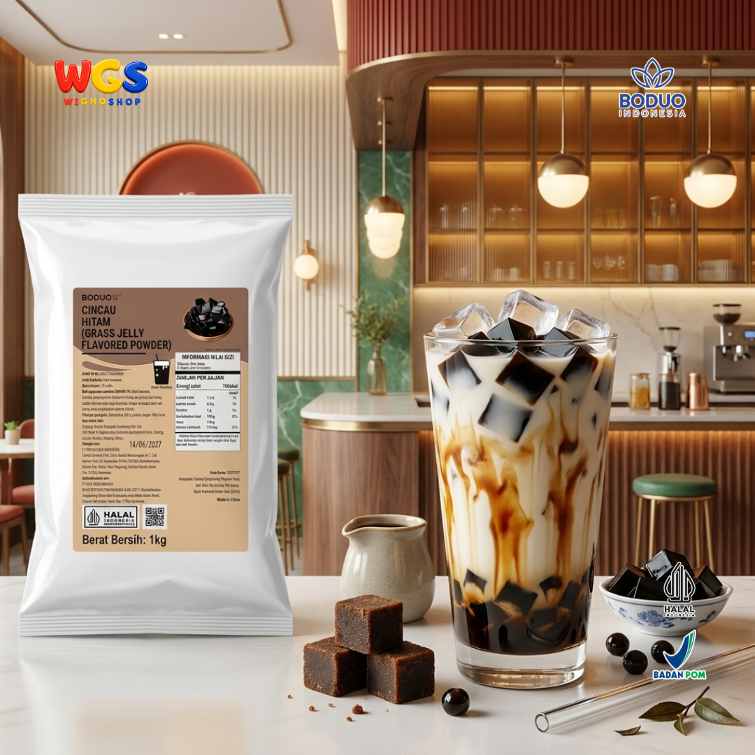 BODUO Grass Jelly Flavored Powder 1kg – Instant Grass Jelly Powder for Drinks &amp; Desserts