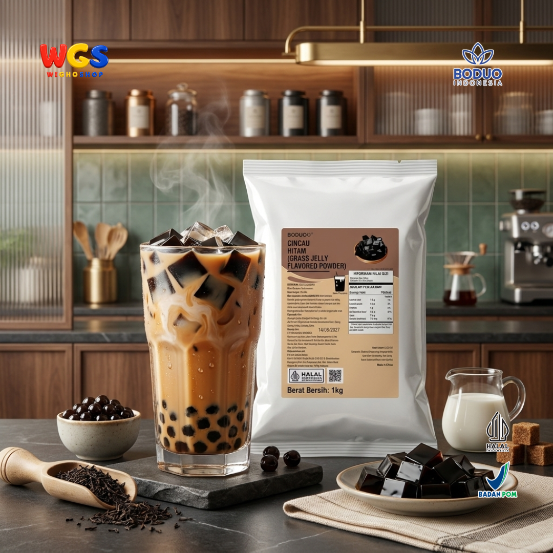 BODUO Grass Jelly Flavored Powder 1kg – Instant Grass Jelly Powder for Drinks &amp; Desserts