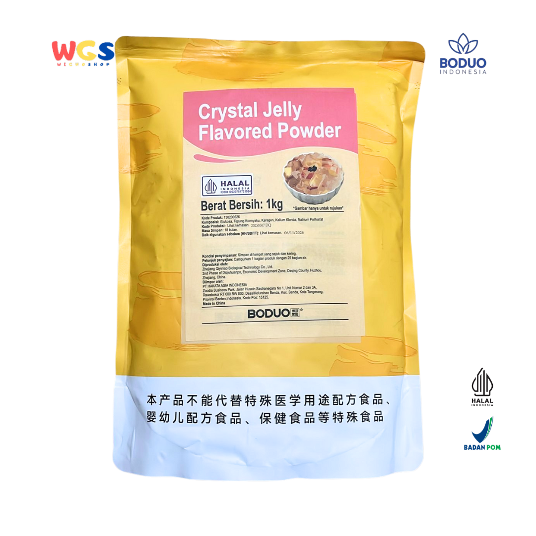 BODUO Crystal Jelly Flavored Powder 1kg – Bubuk Jeli Kristal Praktis untuk Dessert & Minuman