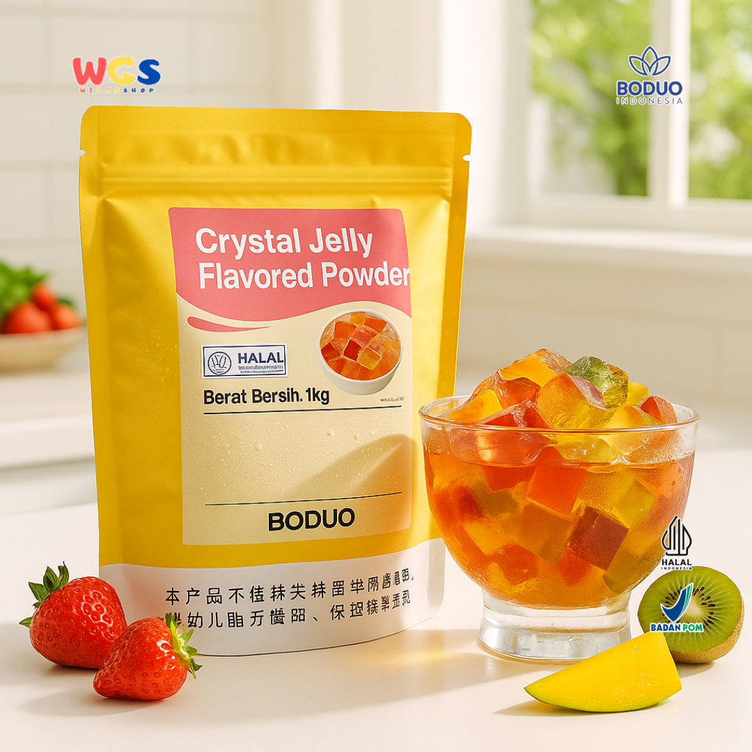 BODUO Crystal Jelly Flavored Powder 1kg – Bubuk Jeli Kristal Praktis untuk Dessert & Minuman