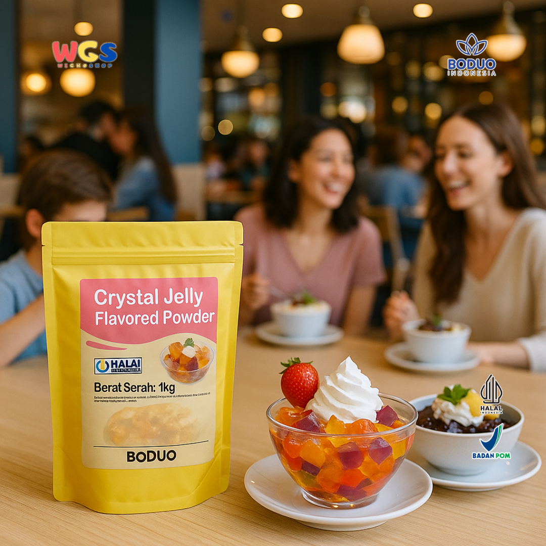 BODUO Crystal Jelly Flavored Powder 1kg – Bubuk Jeli Kristal Praktis untuk Dessert & Minuman