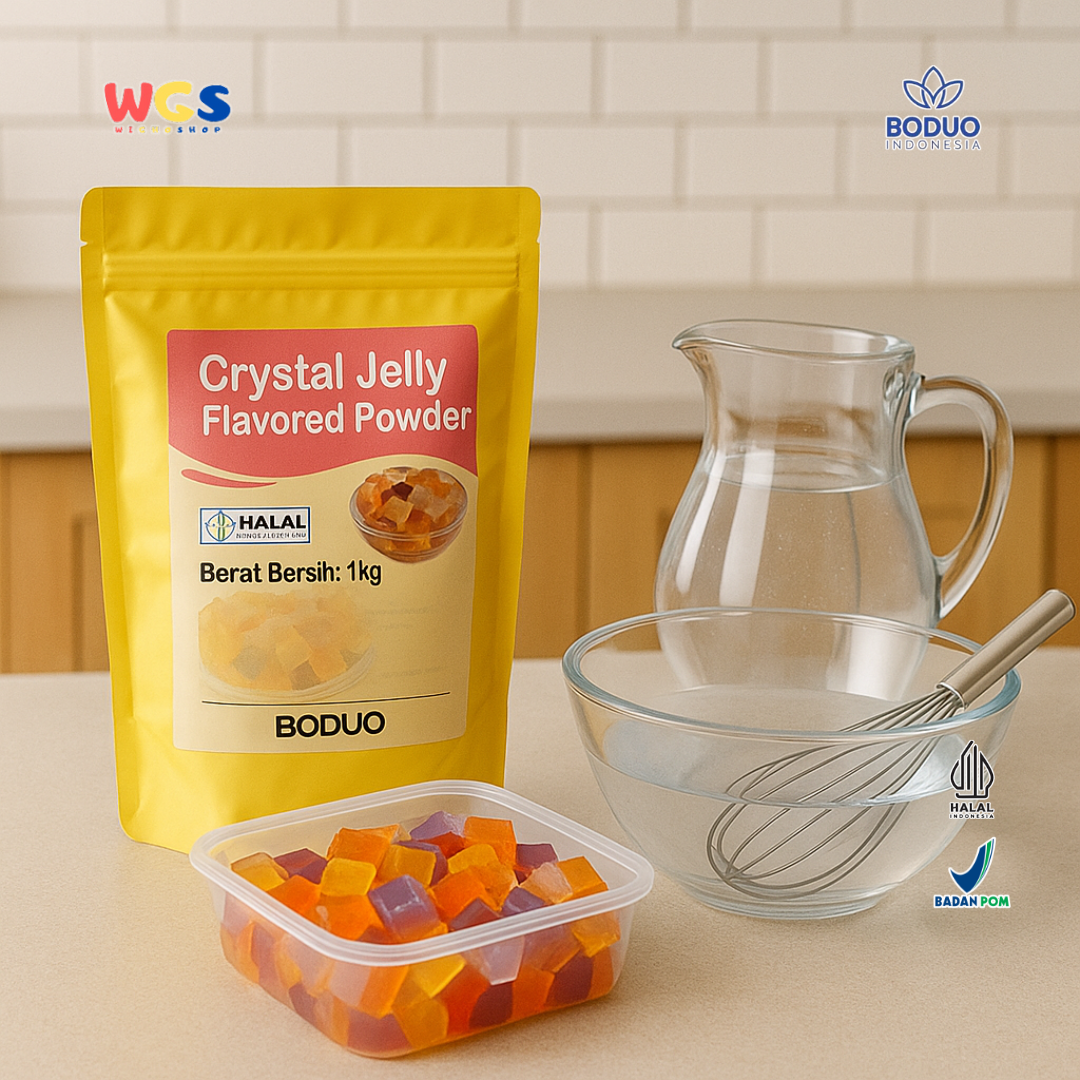 BODUO Crystal Jelly Flavored Powder 1kg – Bubuk Jeli Kristal Praktis untuk Dessert & Minuman