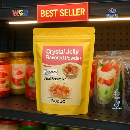 BODUO Crystal Jelly Flavored Powder 1kg – Bubuk Jeli Kristal Praktis untuk Dessert & Minuman