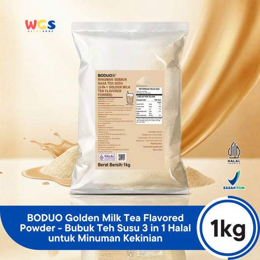 BODUO 3 in 1 Golden Milk Tea Flavored Powder 1kg - Bubuk Teh Susu Halal, Powder Milk Tea untuk Cafe & Boba