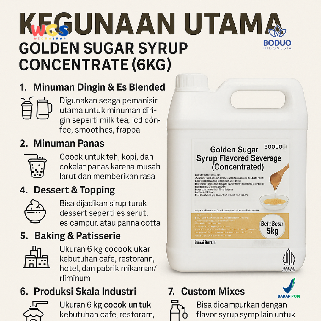 BODUO Golden Sugar Syrup Flavored Beverage 6kg - Konsentrat Sirup Minuman Manis