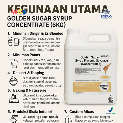 BODUO Golden Sugar Syrup Flavored Beverage 6kg - Konsentrat Sirup Minuman Manis